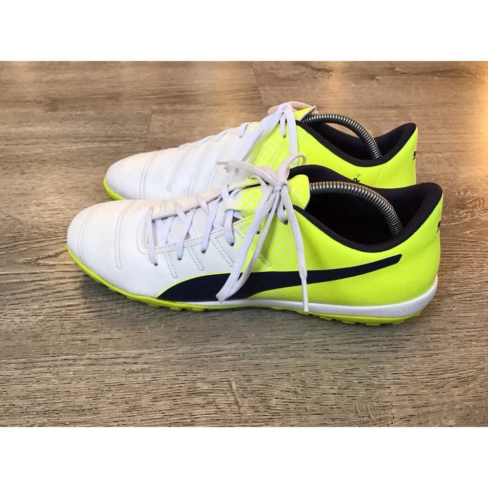 Puma Mens evoPOWER 4 Size 12 Indoor Soccer Cleats Turf Neon Yellow White 103588